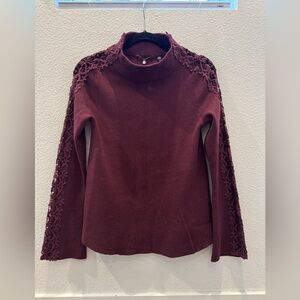 NWT Anthropologie Knitted & Knotted burgundy cashmere blend sweater w/ mock neck